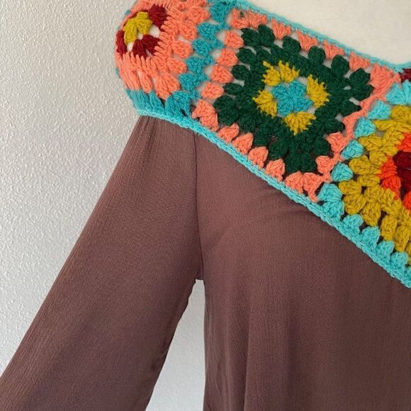 Judith March Boho Pheasant Crochet Top Shirt SZ S - Picture 4 of 15